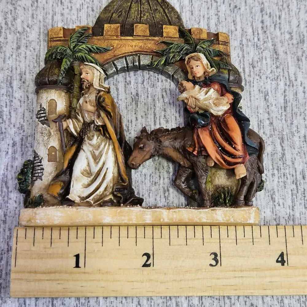 VTG Christmas Ornament Holy Family Flight From Egypt Nativity Resin Baby Jesus